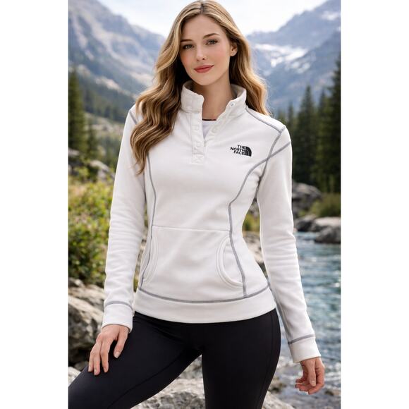 The North Face Tops - The North Face White Quarter Snap Fleece Pullover XS Athleisure Outdoor